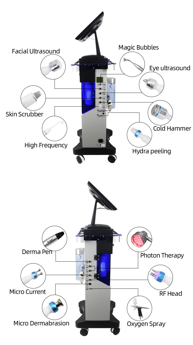 14 In 1 Oxygen Jet Peel Machine 300W Hydro Dermabrasion Facial Machine