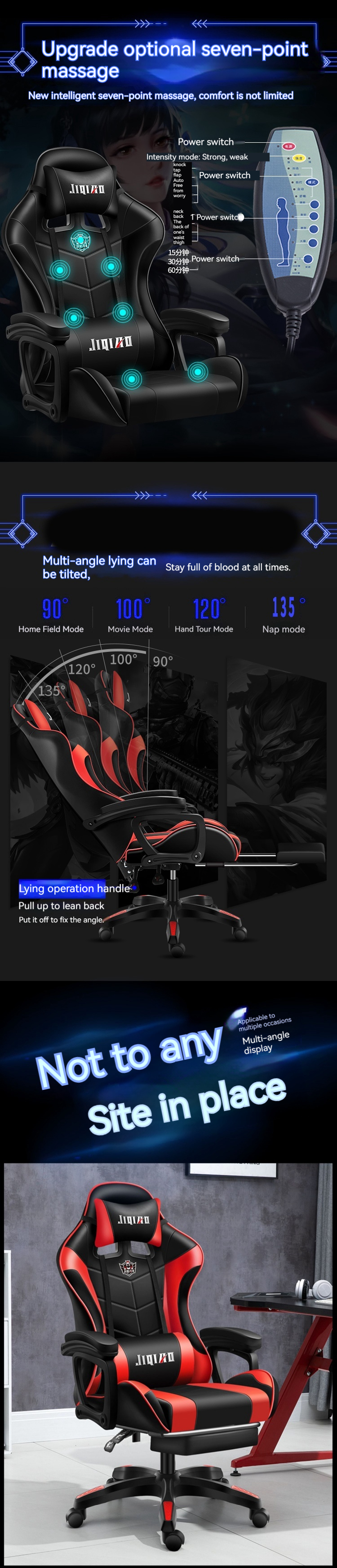 Swivel Seat Office or Gaming Chair with Lumbar Support Height Adjustable and Headrest
