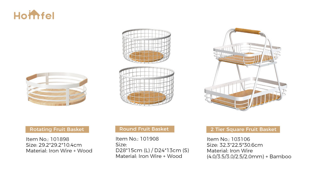 Modern Design Kitchen Organizer Iron Wire Basket For Storing Sundries Countertop