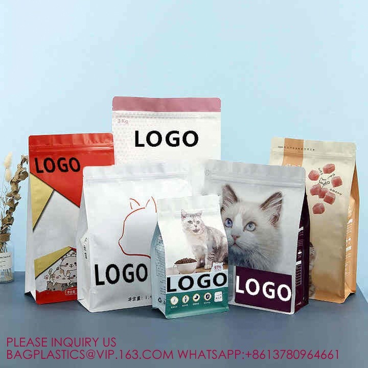 Customized Printing Slide Zipper High Quality Block Bottom Zipper Pouch Avocado Pet Food