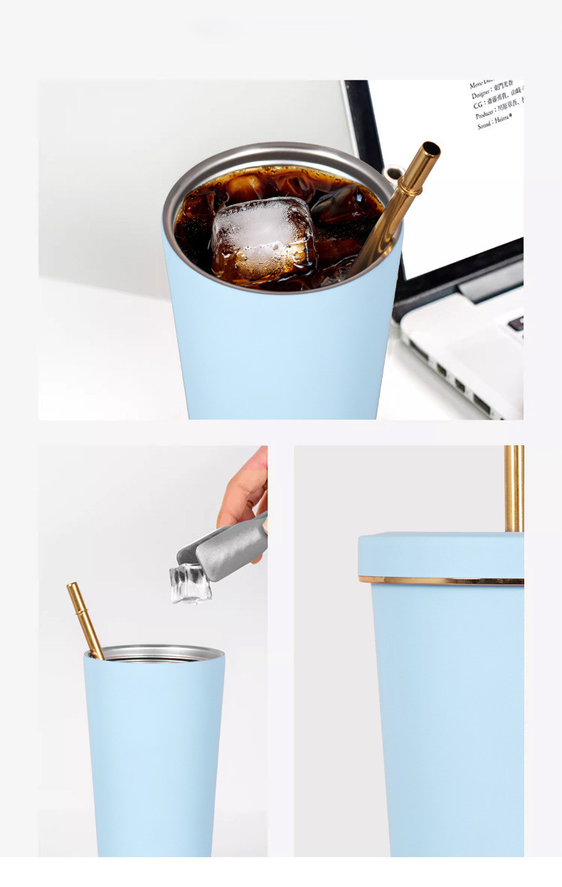 25 Oz Double Walled Travel Mug For Hot Cold Drinks Stainless Steel Insulated Coffee Cup With Splash-Proof Lid Metal Straw