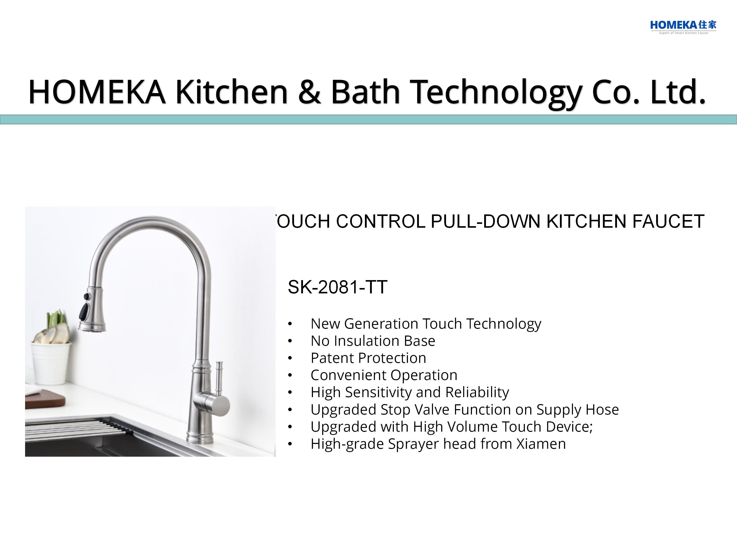 18/10 Stainless Steel Smart Kitchen Faucet touch control 5.24L/Min HOMEKA