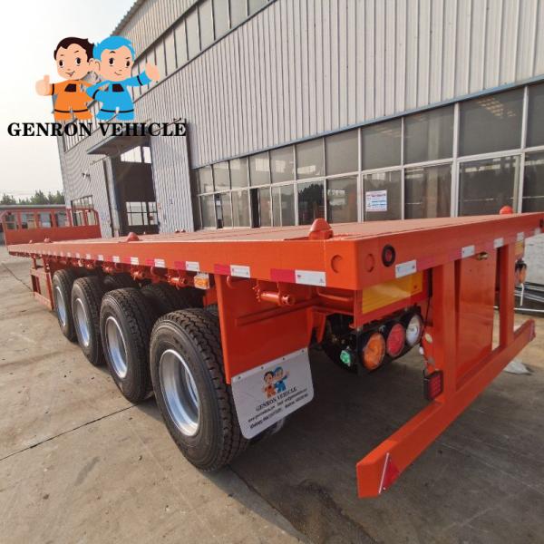 Mechanical Suspension 4 Axles Container Flat Bed Semi Car Truck Utility Trailer