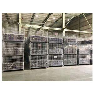 Collapsible Steel Mesh Storage Cages Customized Folding Stackable Storage