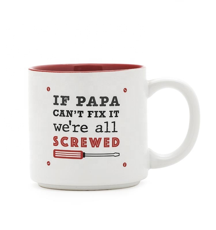 Ceramic Dad Mug Coffee Mug White Color With Creative Words "IF PAPA" Customized 12Oz For Gift