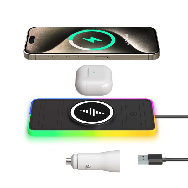 15W Magnetic Wireless Charging Car Use Silicone Pad Charger For Qi Phone Apple