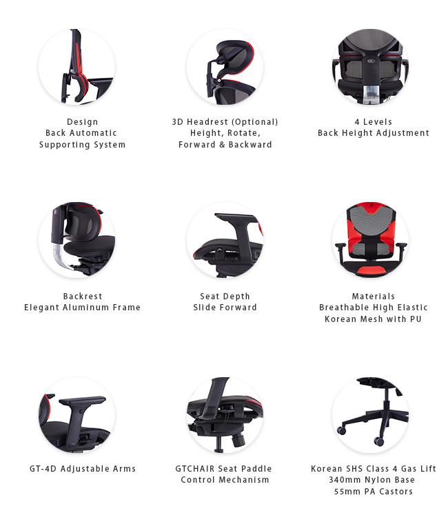 Plastic Frame Silver PU Design Breathable Computer Mesh Gaming Chairs