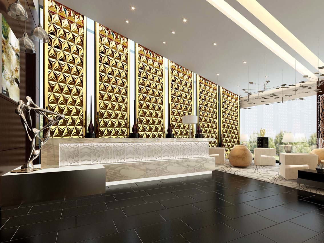 Antique Copper Stainless Steel Partition For Hotels/Villa/Lobby Interior Decoration