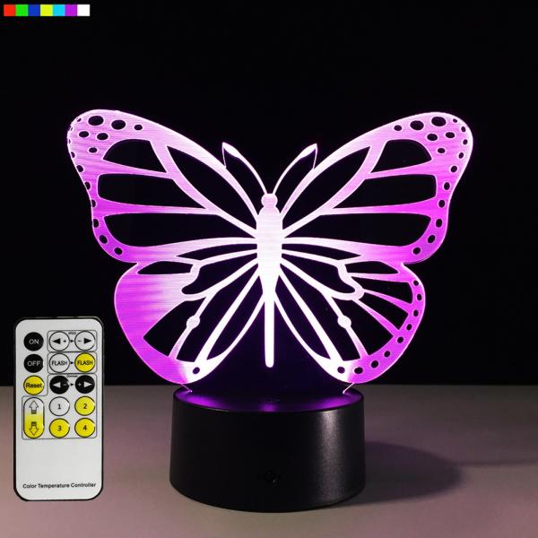 Butterfly 3D Night Light 7 Colors Change with Remote Control As Birthday Gifts