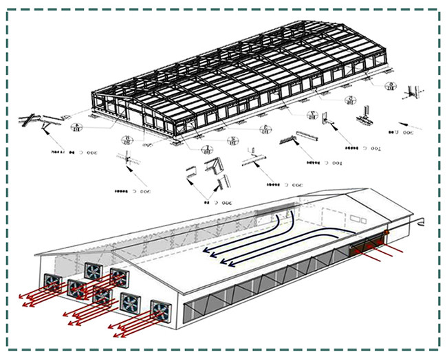 Galvanised Steel Structure Poultry House Customized With Insulated Panels
