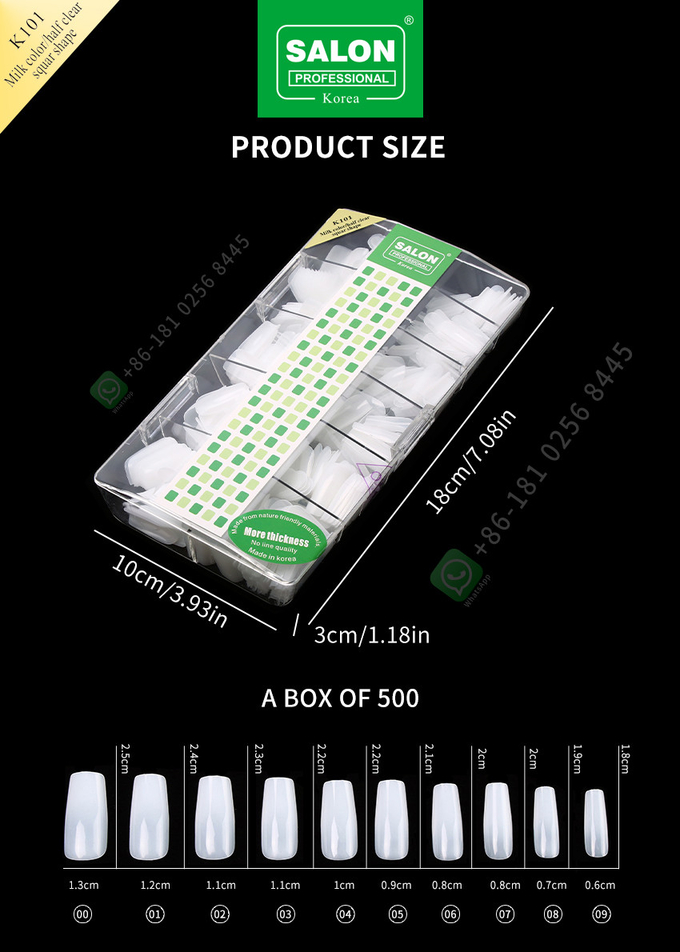 False Artificial Fingernails ABS Clear Ladder Shape Fake Nails Handmade Soft Gels Press On Nails Wholesale Price