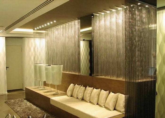 Customized Colored Metallic Curtain / Chain Mesh Curtain Indoor Decoration