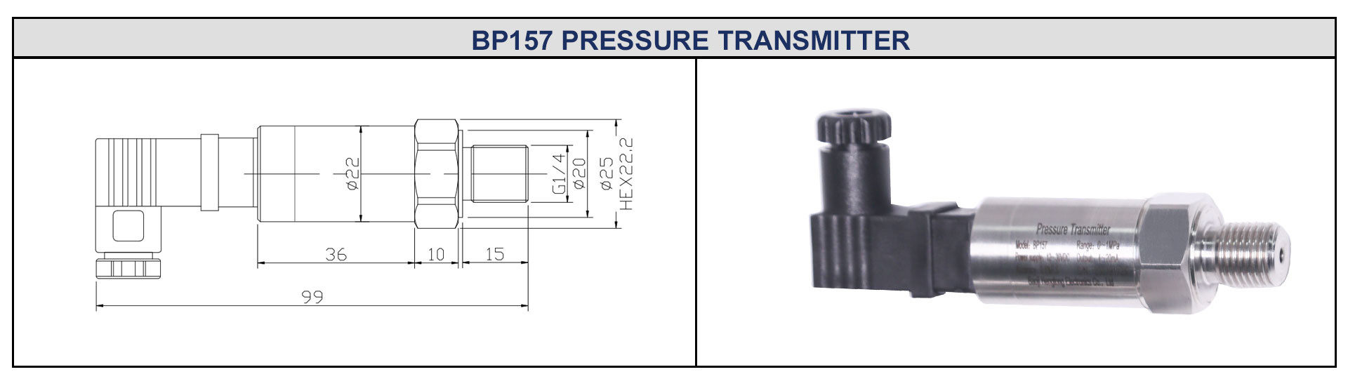 BP157 Hengtong OEM Mini DIN Pressure Transmitter Sensor For Gas Water Oil Measurement