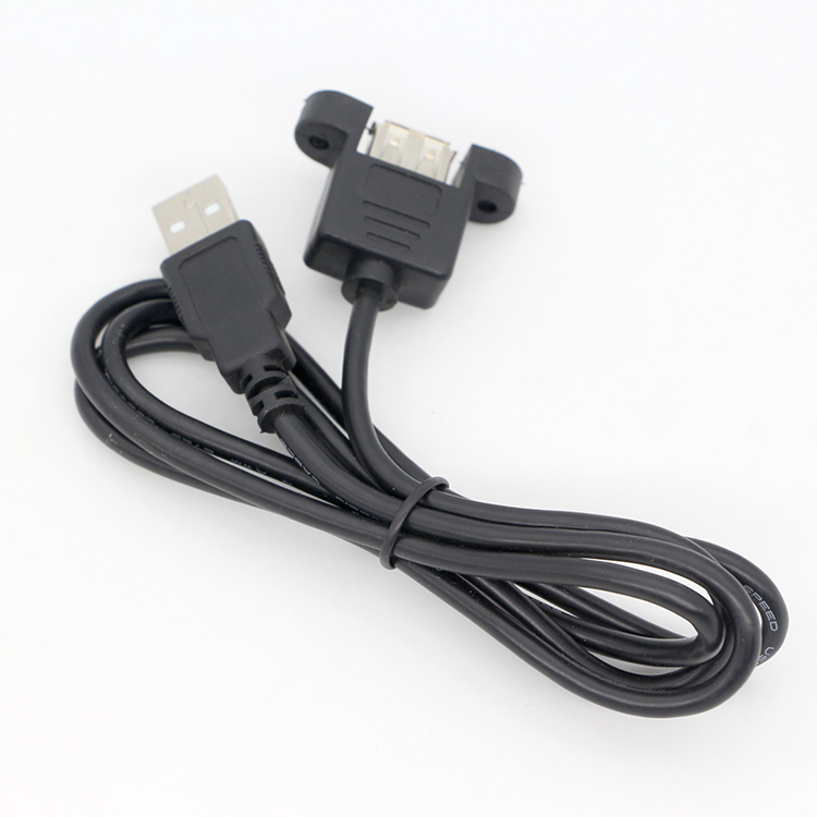 1ft 3ft 10ft Screw Locking Stud Male to Female Panel Mount USB 2.0 Type A Extension Cable