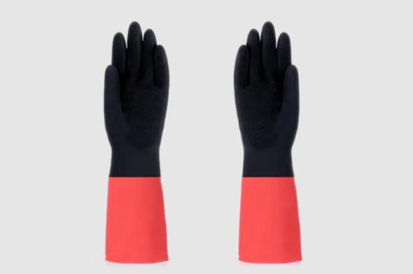 Dishwashing Latex Household Glove Solvent Resistance Flocked Lining Natural