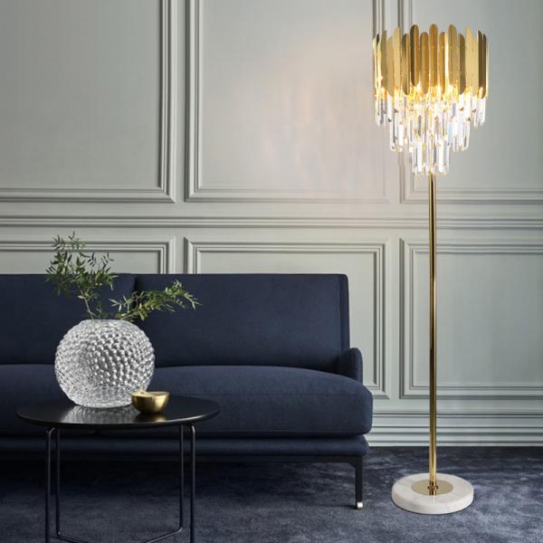 Modern Crystal Floor Lamp Stand Lamp For Living Room Reading Bedroom Standing