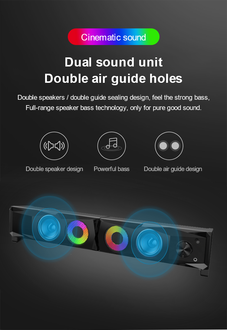 Multimedia Portable 2.0 Channel USB PC Powered RGB Gaming Computer Speakers for CKD SKD