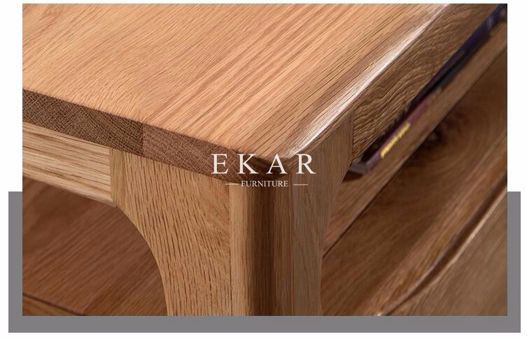 Solid Oak Wood 2 Drawers Sofa Table Center Table