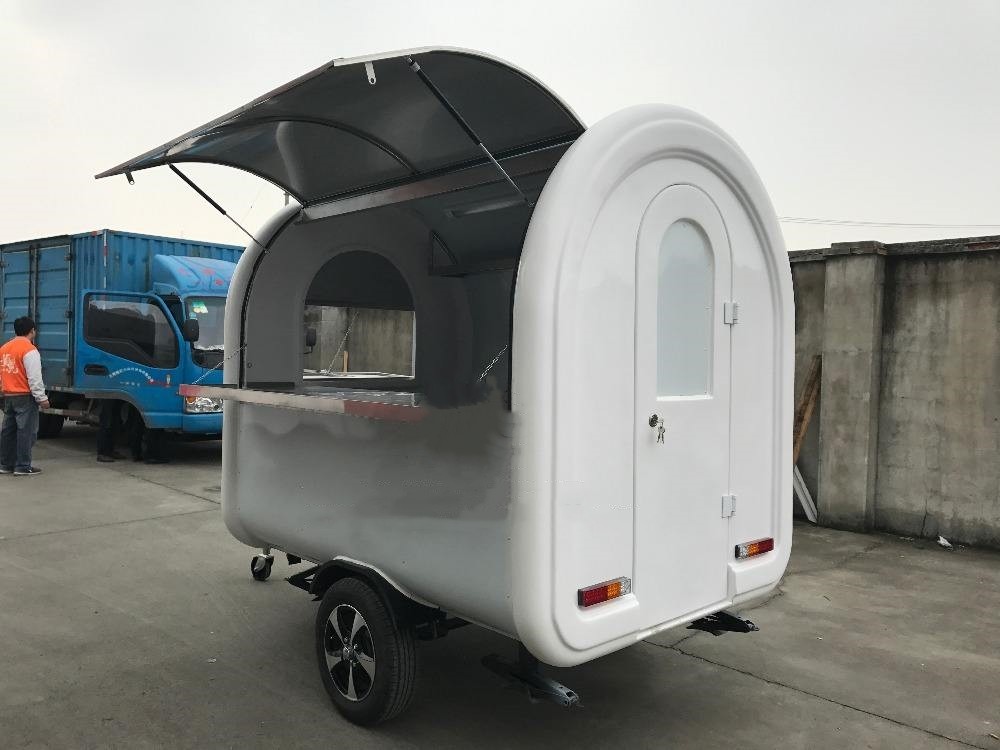 White Mobile Food Truck For Hot Dog Hamburger Ice Cream Food Van
