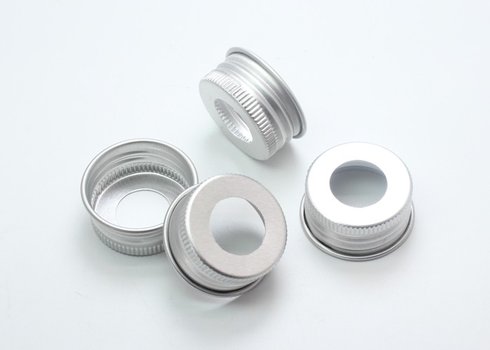 28mm Silver / Red Aluminium Screw Caps High Durability For Screw Bottle