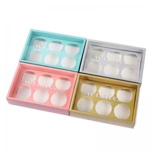 China CMYK PMS Recycled Paper Gift Box 6 Compartment Cupcake Container on sale