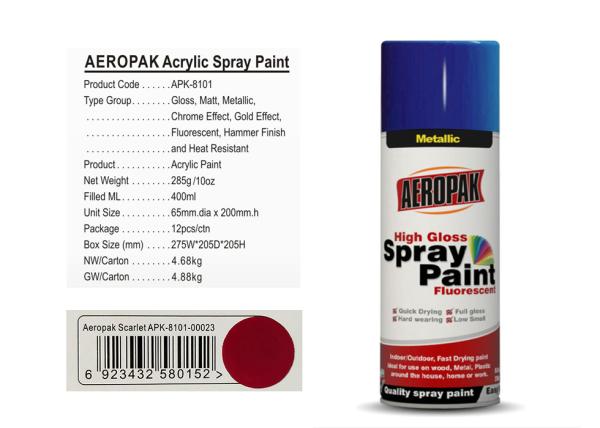 Scarlet Color Aerosol Spray Paint Fully Dry For Resisting Infrared Radiation
