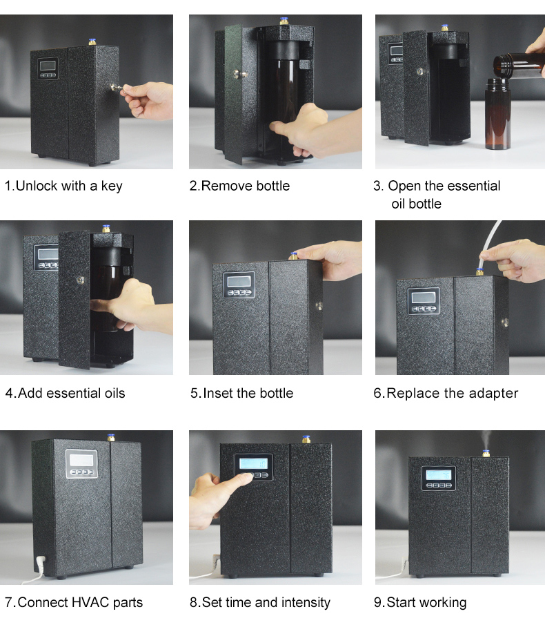 High Quality Commercial Bluetooth Intelligent HVAC Scent Air Machine Large Coverage Portable Scent Machine Aroma Diffuser
