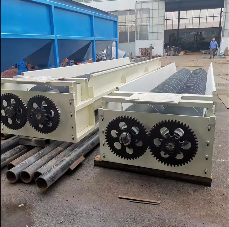 Carbon Steel Painting Heat Transport Double Screw Auger Conveyor