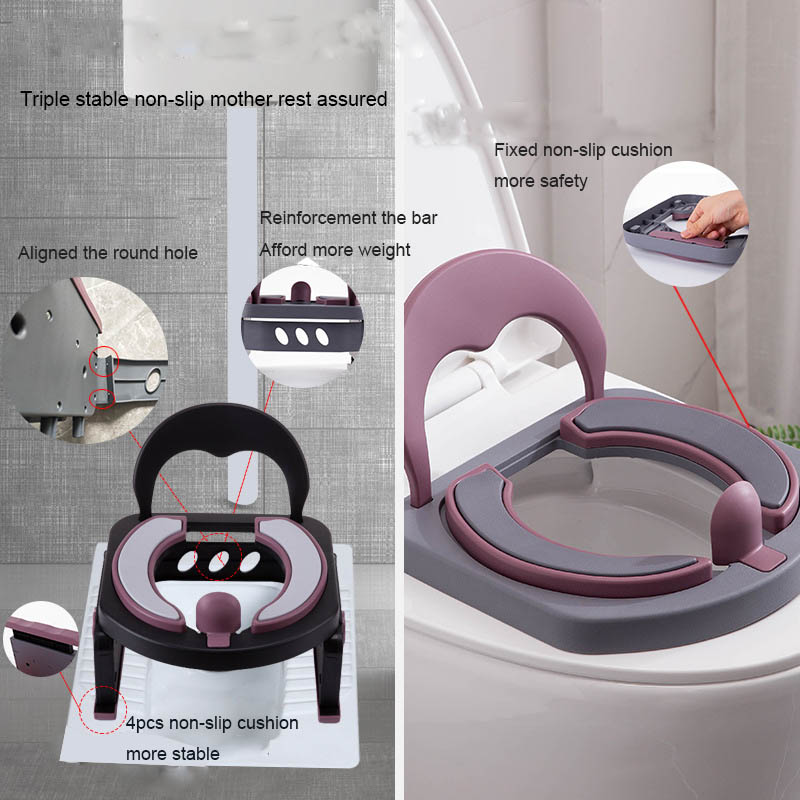Solid Pattern Eco Friendly Baby Potty Toilet in Oriental Cherry/Sea Blue/Gray