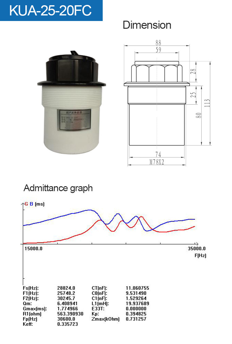 Anti Collision Ultrasonic Transducer Sensor 12m / 20m Range IP68 Waterproof