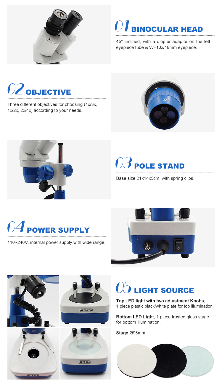 Stereo Optical Microscope With Tilting Binocular Head 1x 3x , A22.1307