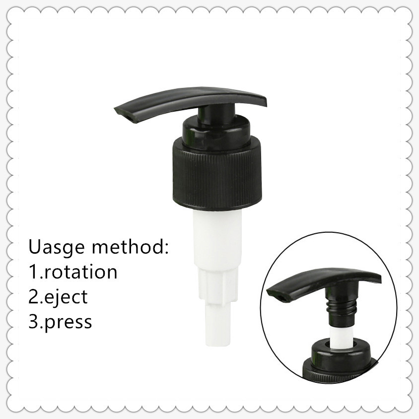 Black Plastic PP Lotion Dispenser Pump Ribbed Surface 24mm 28mm