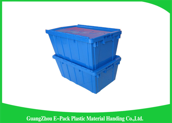 Storage Containers With Attached Lids 43L , Warehouse Heavy Duty Storage Boxes