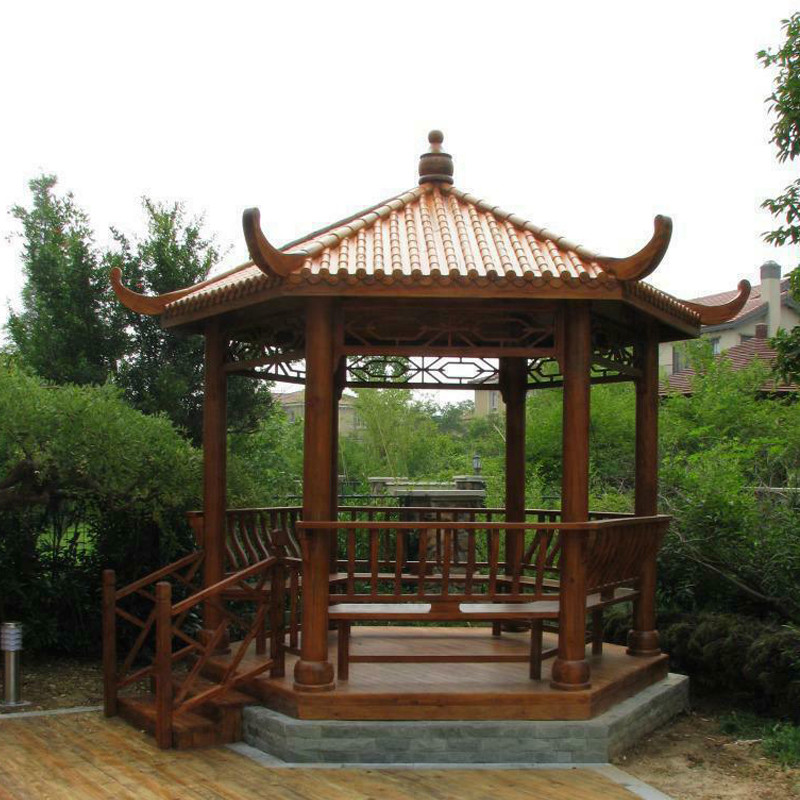 Waterproof Outdoor Garden Patio Wooden Chinese Garden Gazebo Carbonating