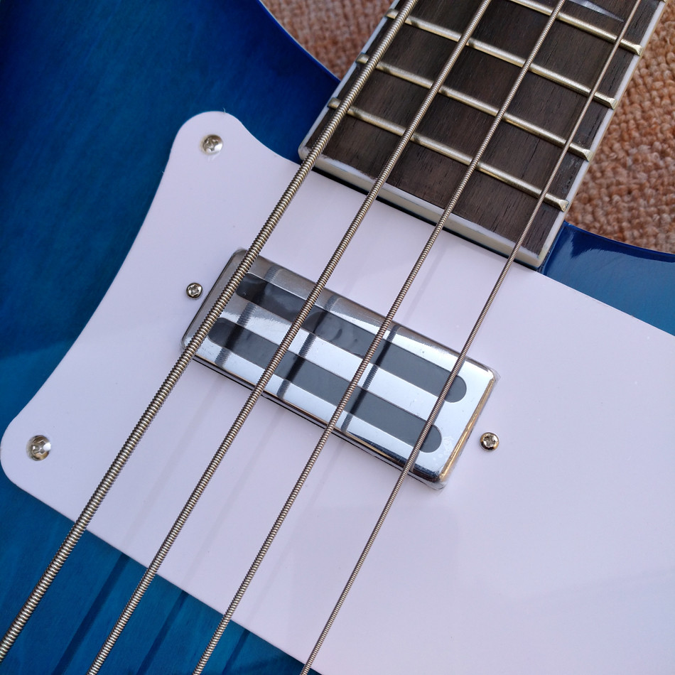 2018 Best Bass Top quality Rick 4003 model Ricken 4 strings Electric Bass guitar in blue color, Chrome hardware