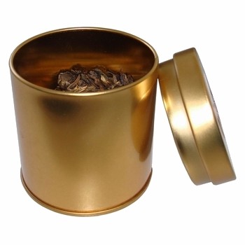 Golden Food Grade Tea Tin Containers With Lid , Dia 65 x 75mm