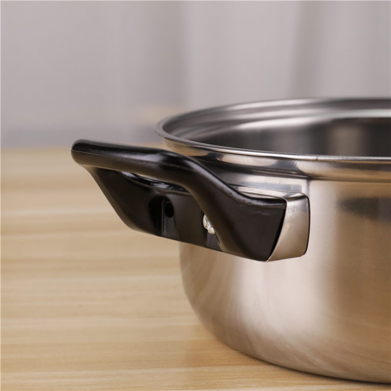 Family Kitchen Cooking Pot Cookware Set 12pcs Stainless Steel 410 Cookware Set with Black Handle