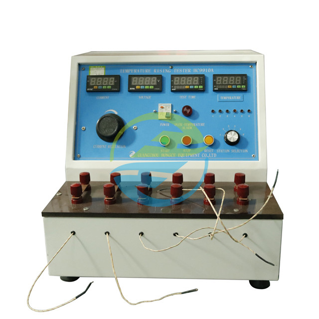 China HC9910A 6 Station 0-150℃ High Precision Plug Pin Temperature Rise Tester 0-125A Current Test ＜12V Voltage 220V 50HZ Power Supply IEC UL Standard Electrical Safety Testing Equipment Plug Socket Tester on sale