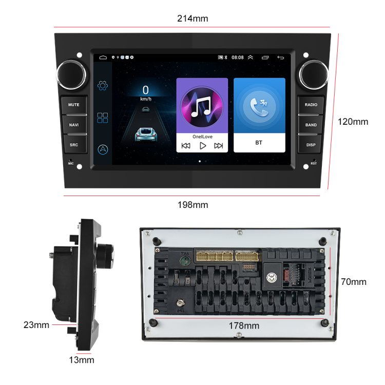 7" Screen Size Android 12 Car Multimedia Player with Carplay GPS WIFI Universal Display