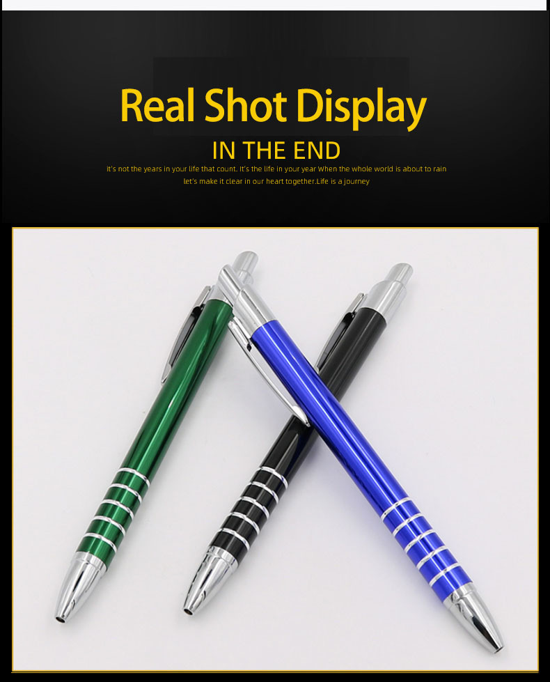 Office School Metal Barrel Ballpoint Pen 1.0mm Classic Aluminum Retractable Ball Pen