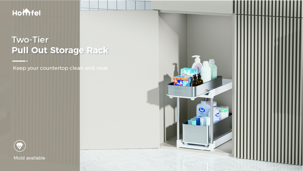 Under Sink Kitchen Storage Rack Clutter-Free 2 Tiers Stainless Steel Kitchen Rack