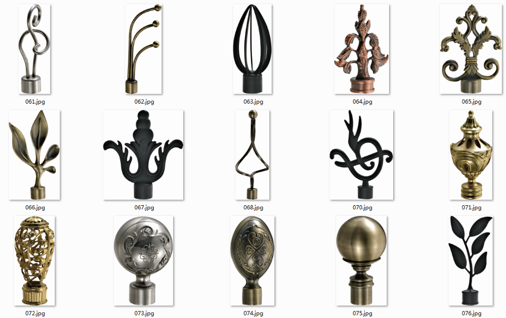 Factory direct wholesale new design golden crystal diamond metal curtain finials curtain rod accessories