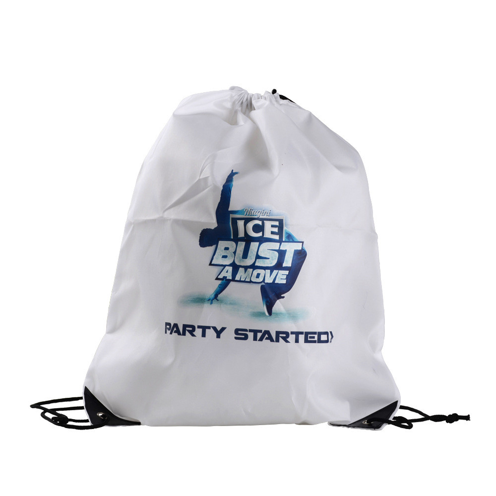 Black Backpack Polyester Dustproof Drawstring Portable Gym Bag