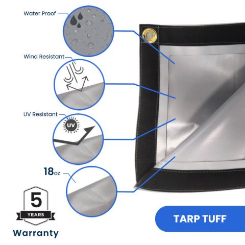 Heavy Duty White Tarp Ground Sheet Cover 340gsm Large Tarpaulin Sheet