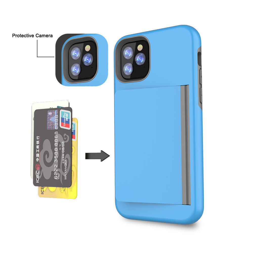 Shockproof Heavy Duty Cell Phone Cases Dual Layer Card Pocket Holder For Iphone