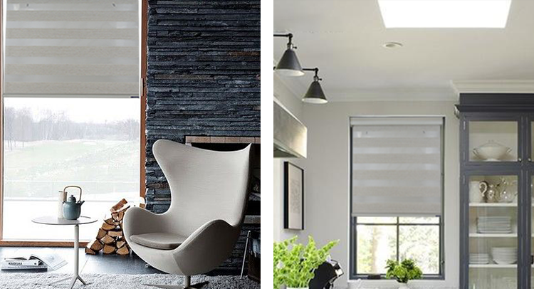 Semi Blackout Zebra Roller Shades , Dual Layer Roller Blinds For Window Decorative