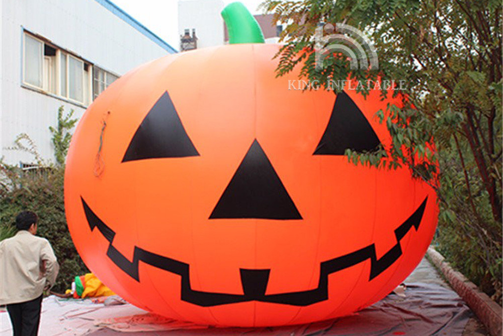 Giant Inflatable Pumpkin Ghost With Black Cat Outdoor Scary Props Halloween Decorations