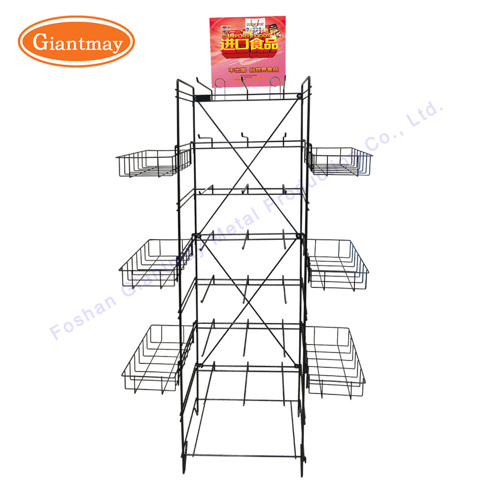 Flooring Metal Wire Potato Chips Display Candy Basket Rack