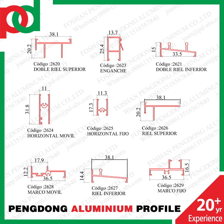 Serie 3825 T5 Sliding Window Economic Aluminum Profiles