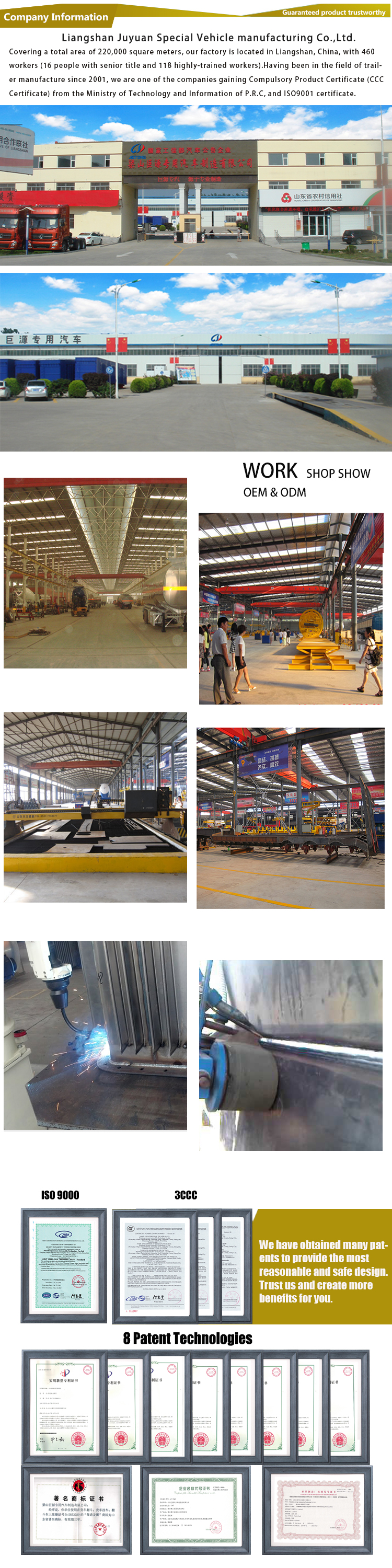 Juyuan Trailer Steel 3 Axles Anhydrous Ammonia LPG Gas Tanker Semi Trailer